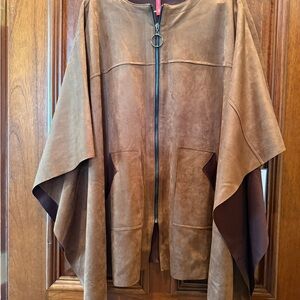 - Brown faux Suede Women's Cape Jacket